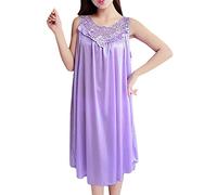 Chemise De Nuit Femme Nuisette Grande Taille Coton Manche Courte Ouverte dans Le Dos Satin Longue Sexy Érotique Pyjama Chic Robe Vêtements Ete Personne Agee Chemises sans Lingerie Coquine Hot