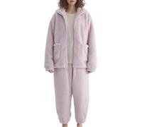 Chemise De Nuit Flanelle Pyjama Short Femme XS Ensemble De Pantalons Chauds Ensemble Chaud Maison Corail Épais pour Femmes Portant Un Pyjama Satin Femme Short Light Violet XXL