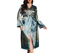 Chemise de Nuit Grande Taille Chemises Col en V Profond Nuisettes Manches Longues Amples Robes Textile ponge Doux Pyjamas Tenue Décontractée Confy Lingeries Transparente Séduisante pour Femme Curvy