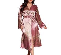 Chemise de Nuit Grande Taille Chemises Col en V Profond Nuisettes Manches Longues Amples Robes Textile ponge Doux Pyjamas Tenue Décontractée Confy Lingeries Transparente Séduisante pour Femme Curvy