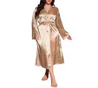 Chemise de Nuit Grande Taille Chemises Col en V Profond Nuisettes Manches Longues Amples Robes Textile ponge Doux Pyjamas Tenue Décontractée Confy Lingeries Transparente Séduisante pour Femme Curvy