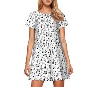 Chemise de nuit imprimée en tissu doux à manches longues comme vêtement de détente confortable pour femme pour se détendre, Blanc., L