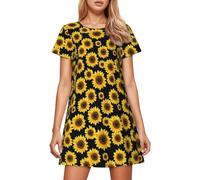 Chemise de nuit imprimée en tissu doux avec manches longues comme vêtement de salon confortable pour un sommeil réparateur, Noir , 3XL
