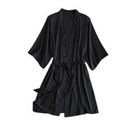 Chemise de nuit kimono de luxe en satin - Peignoir élégant de couleur unie pour femme, pour vêtements d'intérieur, lingerie sexy, 104, M