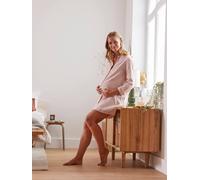 Chemise de nuit liquette homewear grossesse et allaitement rose clair carreaux 46