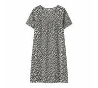 Chemise de nuit longue en coton pour femmes âgées - Chemise de nuit en coton à manches courtes pour femme - Nuisette midi col rond coupe ample vintage taille unique décontractée pull léger et