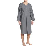 Chemise de nuit longue et simple pour homme avec boutons, pyjamas légers et respirants avec poches, robe de nuit à mi-mollet, chemises de nuit aérées / Pyjamas, gris, L