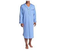 Chemise de nuit longue et simple pour homme avec boutons, pyjamas légers et respirants avec poches, robe de nuit à mi-mollet, chemises de nuit aérées / Pyjamas, bleu clair, L