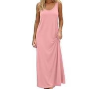 Chemise de nuit longue pour femme - En modal - Sans manches - Bretelles larges - Robe décontractée - Couleur unie - Débardeur respirant - Robe de maison douce - Robe de nuit pour femme