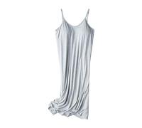 Chemise de Nuit pour Femme en Coton Doux - Chemise de Nuit Douce avec Soutien-Gorge intégré - Bretelles Spaghetti - Fond de Robes décontractée et Confortable - Couleur Unie - Robe débardeur - Robe