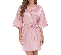 Chemise De Nuit pour Femme Grande Taille - Robe Kimono Courte pour en Satin Soyeux Peignoir Mariée Demoiselles d'honneur Préparer Vêtements De Nuit Chemise De Nuit Douce (XXL)