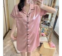 Chemise de Nuit pour femme Manches Courtes Boutonnée Devant Coupe Lâche | pour Coupe lÃ¢che confortable, boutons devant pratiques, idÃ©al pour les nuits chaudes d'Ã©tÃ©(XXL Pink)