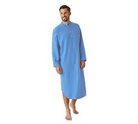 Chemise de nuit pour homme à manches longues - Col en V - Manches longues - Bouton haut - Avec poches - Longueur genou - Jersey - Haut de pyjama en coton doux et aéré - Vêtement de nuit pour hôpital,