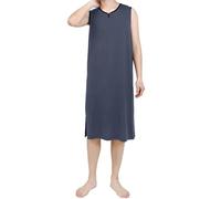 Chemise de nuit pour homme Henley sans manches - Couleur unie - Manteau ample - Long - Doux et aéré - Longueur genou - Haut de pyjama - Doux pour la peau - Combinaison une pièce, O gris foncé, XL