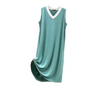 Chemise de nuit sans manches douce pour femme - Chemise de nuit d'été pour femme - Grand t-shirt de nuit, Vert, XXL