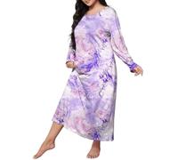Chemise de nuit sexy en coton pour femme - Manches longues - Coupe ample - Manches longues - Avec imprimé cœur - Vêtement de nuit à rayures, Marine, 5X-Large