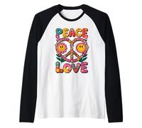Chemise de paix avec motif floral et cœur rétro Manche Raglan