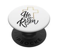Chemise de Pâques « He is Risen Jesus Cross Scripture Matthew » PopSockets PopGrip Adhésif