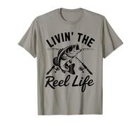 Chemise de pêche amusante Livin' The Reel Life Canne à pêche et bar T-Shirt