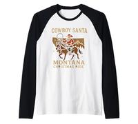 Chemise de Père Noël Cowboy MT Christmas Ride Western Holiday Manche Raglan