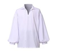 Chemise de pirate colonial pour homme - Renaissance - Chemise dense - Chemisier rétro Renaissance - Steampunk victorien - Manches longues - Col Jabot médiéval - Costume de pirate viking - Chemise à