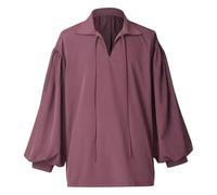 Chemise de pirate colonial pour homme - Renaissance - Chemise dense - Chemisier rétro Renaissance - Steampunk victorien - Manches longues - Col Jabot médiéval - Costume de pirate viking - Chemise à