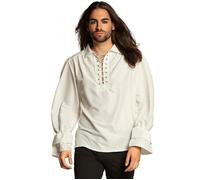 Chemise de Pirate Homme blanche - BOLAND - Chemise de Pirate Homme blanche - Coupe large - Col lacé - Jabot 50/52