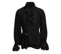 Chemise de Pirate Homme Gothique Médievale Steampunk Vintage Renaissance Manche Longues Jabot Dentelle Lacet Volant