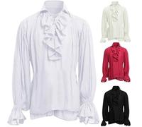 Chemise de pirate pour homme, chemise à volants, chemise médiévale, costume de pirate, Renaissance, chemise à lacets, gothique, manches longues, steampunk, chemise de smoking victorienne, pour