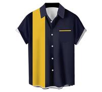 Chemise de plage hawaïenne avec palmier pour femme boutonnée pour l'été drôle des Caraïbes Chemise de croisière tropicale décontractée à revers flamant rose vintage Mexique bowling cubain, jaune, M