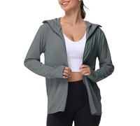 Chemise de protection solaire UPF 50+ pour femme - Sweat à capuche à manches longues rafraîchissant UV, veste SPF, haut d'été pour l'extérieur pour la randonnée et le camping, bronze, XS