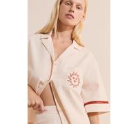 Chemise de pyjama à manches courtes avec motifs soleil en coton - Marine - M - Lin - Femme - Etam
