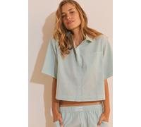 Chemise de pyjama avec coton gaufré - Bettina - L - Vert - Femme - Etam