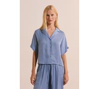 Chemise de pyjama manches courtes satinée - Cheeta - L - Bleu - Femme - Etam