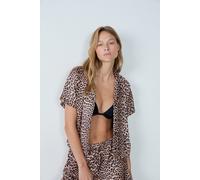 Chemise de pyjama manches courtes satinée motif léopard - Reid - M - Brown - Femme - Etam