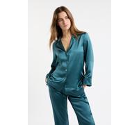 Chemise de pyjama manches longues en soie - Pearly - L - Vert - Femme - Etam