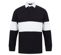 Chemise De Rugby À Manches Longues Rayée Panneau Bleu Bourgogne Ou Blanc