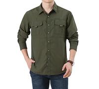 Chemise de safari pour homme - Costume de camp de la jungle - Indiana Jones - Chemise de randonnée à manches longues - Chemise de chasse respirante - Chemise fonctionnelle boutonnée - Costume de camp