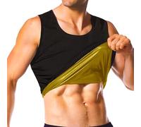 Chemise de sauna à manches courtes pour homme, gilet de sudation pour homme, Noir (intérieur doré), XXL/3XL