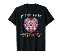 Chemise de Sensibilisation à l'Autisme avec Inscription It's OK to be Different Lion coloré T-Shirt