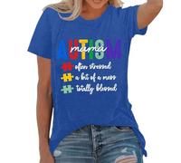 Chemise de sensibilisation à l'autisme pour femme - Accepter, comprendre, aimer l'autisme - T-shirt pour enseignant - T-shirt décontracté plissé pour mois de soutien, bleu, S