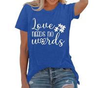 Chemise de sensibilisation à l'autisme pour femme - Accepter comprendre l'amour - T-shirt pour enseignant d'autisme - T-shirt pour mois de soutien à l'autisme - Indispensable pour les vacances, bleu