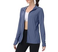Chemise de soleil à manches longues avec fermeture éclair intégrale UPF 50+ pour femme, bleu marine, 4XL