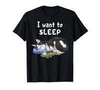 Chemise De Sommeil Chat avec Poisson Drôle pour Dormir T-Shirt