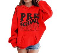 Chemise de Sport pour Enfants Filles garçon Fille Premier Jour d'école Pull à Capuche décontracté dans ma Chemise préscolaire Sweat à Capuche de Maternelle avec Poche adapté (Red, 13-14 Years)