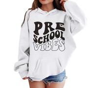 Chemise de Sport pour Enfants Filles garçon Fille Premier Jour d'école Pull à Capuche décontracté dans ma Chemise préscolaire Sweat à Capuche de Maternelle avec Chemises Boutonnées (White, 7-8 Years)