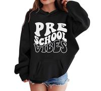 Chemise de Sport pour Enfants Filles garçon Fille Premier Jour d'école Pull à Capuche décontracté dans ma Chemise préscolaire Sweat à Capuche de Maternelle avec Poche adapté (Black, 5-6 Years)
