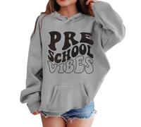 Chemise de sport pour enfants filles garçon fille premier jour d'école pull à capuche décontracté dans ma chemise préscolaire sweat à capuche de maternelle avec Chemises Boutonnées (Grey, 13-14 Years)
