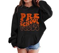 Chemise de Sport pour Enfants Filles garçon Premier Jour d'école Pull à Capuche décontracté dans ma Chemise préscolaire Sweat à Capuche de Maternelle avec Poche adapté aux Blouse (Black, 3-4 Years)
