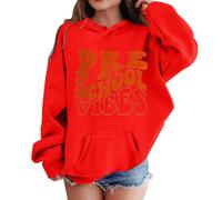 Chemise de Sport pour Enfants Filles garçon Premier Jour d'école Pull à Capuche décontracté dans ma Chemise préscolaire Sweat à Capuche de Maternelle avec Poche adapté aux Blouse (Red, 7-8 Years)